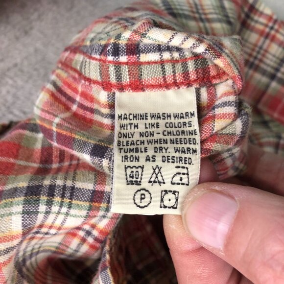 Eddie Bauer Mens Shirt Size LT Plaid Long Sleeve Button Down Linen Blend Red - Picture 6 of 9
